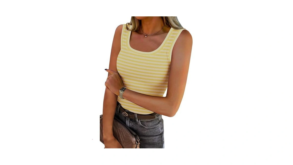 Chulianyouhuo Women's Ribbed Tank Tops Knit Scoop Neck Sleeveless Fitted
