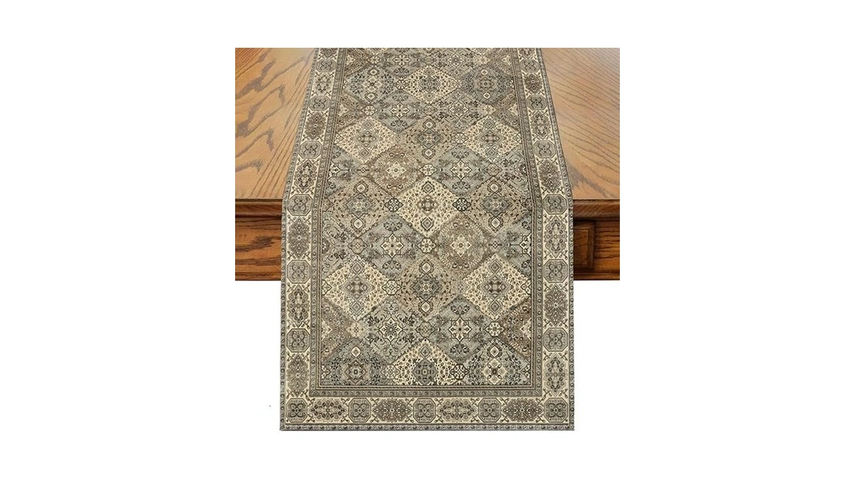 Coarvxa Boho Floral Grey Table Runner,vintage Elegant Farmhouse Table Center