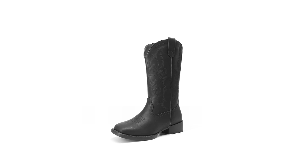 Dream Pairs Women's Cowboy Cowgirl Boots Embroidered Square Toe Mid