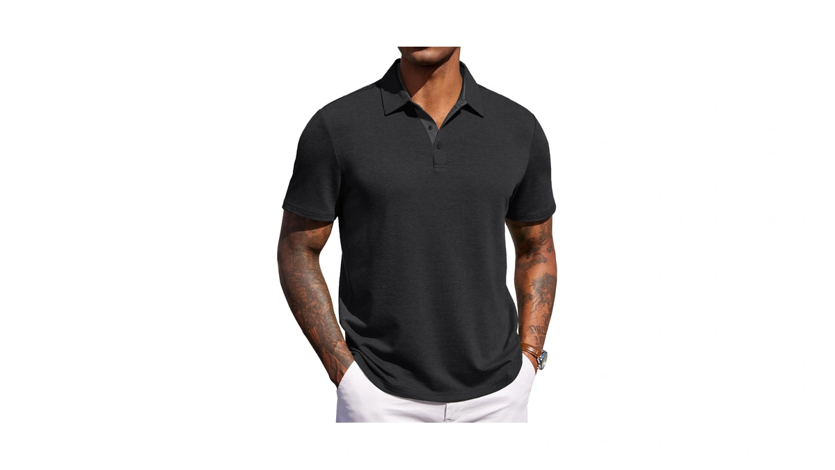 Coofandy Mens Short Sleeve Polo Shirts Classic Basic Tee Button