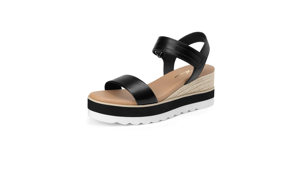 Athlefit Espadrille Wedge Sandals For Women, Open Toe Ankle Strap