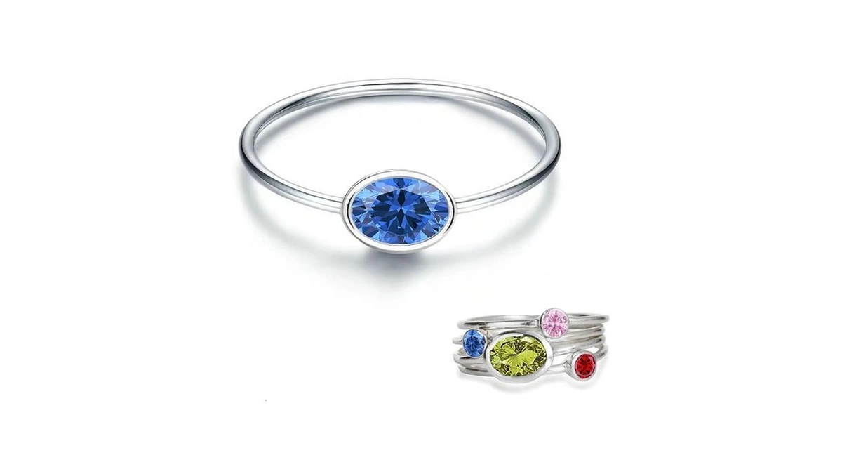 925 Sterling Silver Mother Birthstone Stackable Rings Set Mother Ring