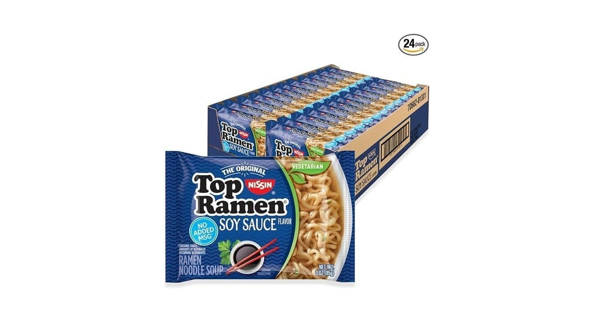 Nissin Top Ramen Noodle Soup, Soy Sauce, 3 Ounce (pack