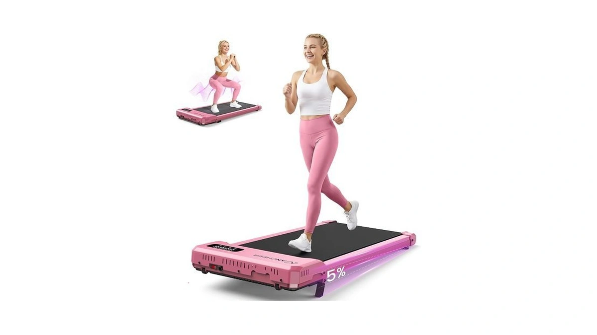 Pink Walking Pad Treadmill With Incline - Under Desk Treadmill
