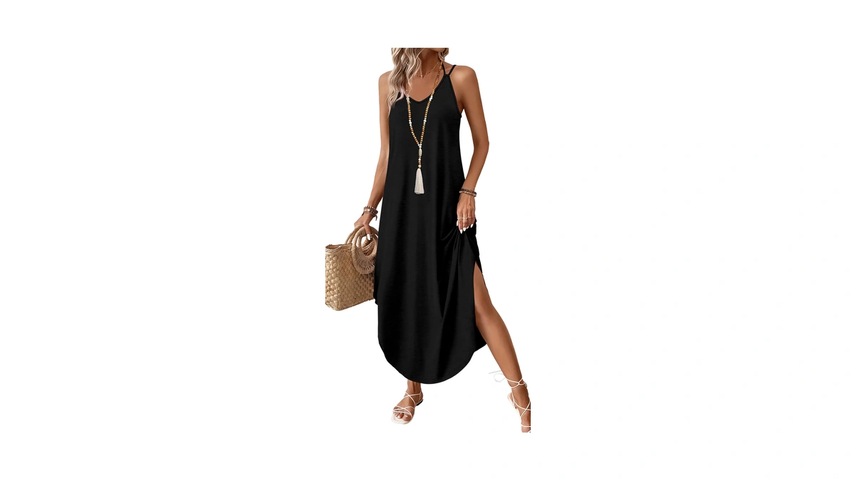 Wiholl Black Long Dresses For Women Halter Dress Boho Summer
