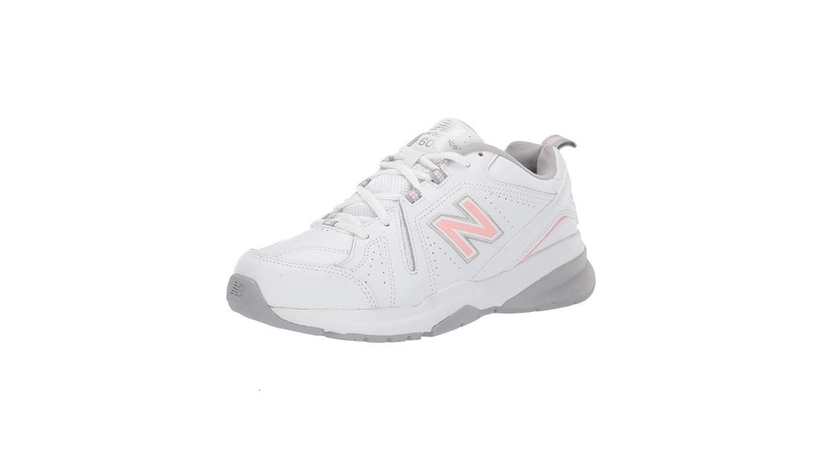 New Balance Women's 608 V5 Casual Comfort Cross Trainer, White/pink,