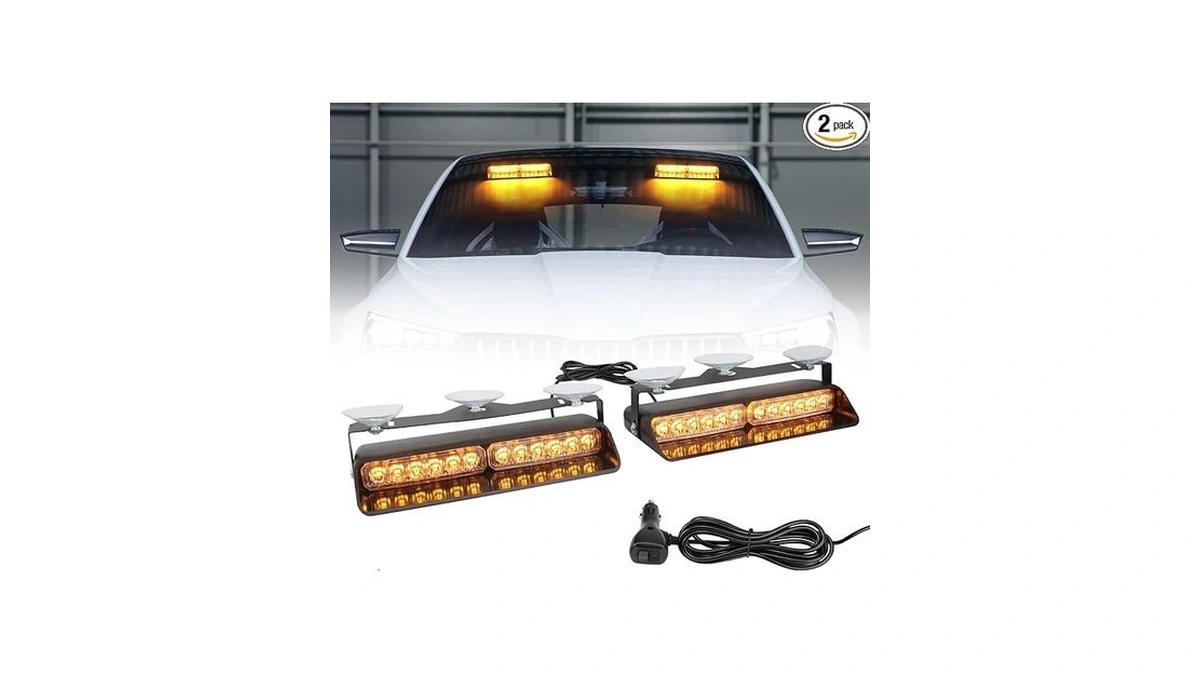 Afurkuot Amber Led Warning Dash Windshield Strobe Lights, 26 Modes