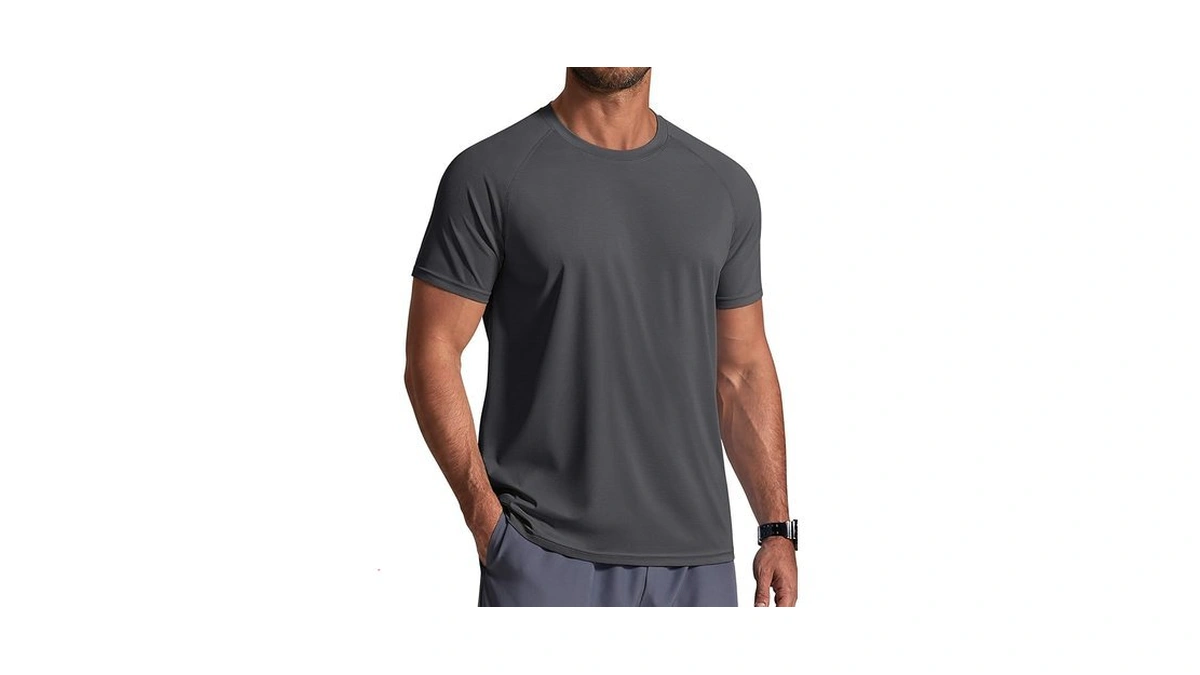 Coofandy Men's Swimming T-shirts Short Sleeve Sun Shirts Rash Guard