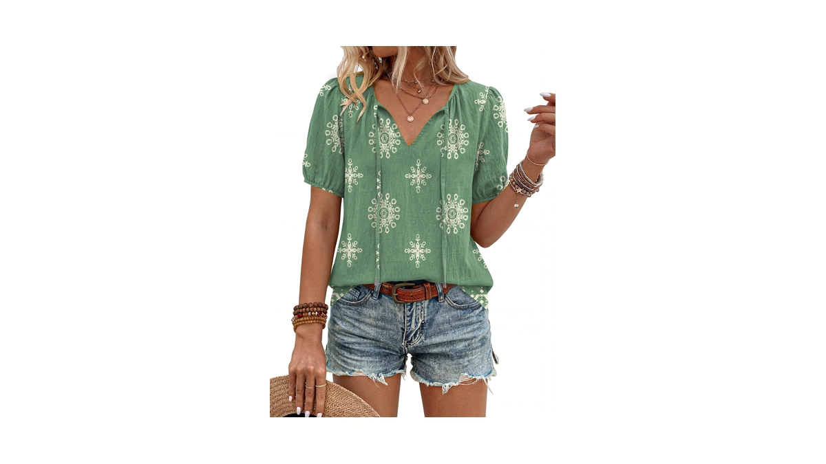 Lomon Green Tops For Women Dressy Casual Summ...