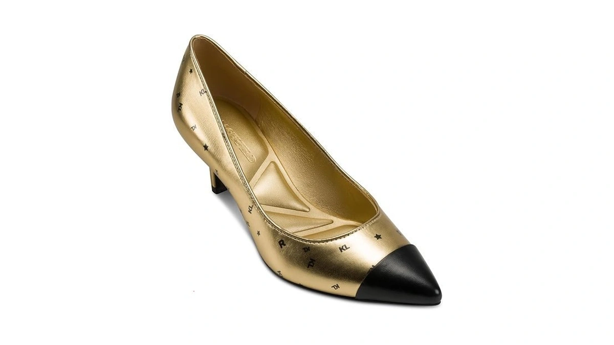 Karl Lagerfeld Paris Women's Dress Heel, Gold/black, 8.5