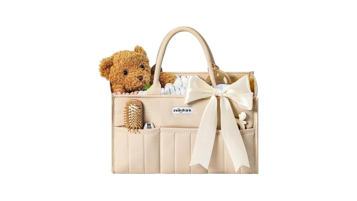Poikshark Baby Diaper Caddy - Stylish Basket For Newborn Essentials,