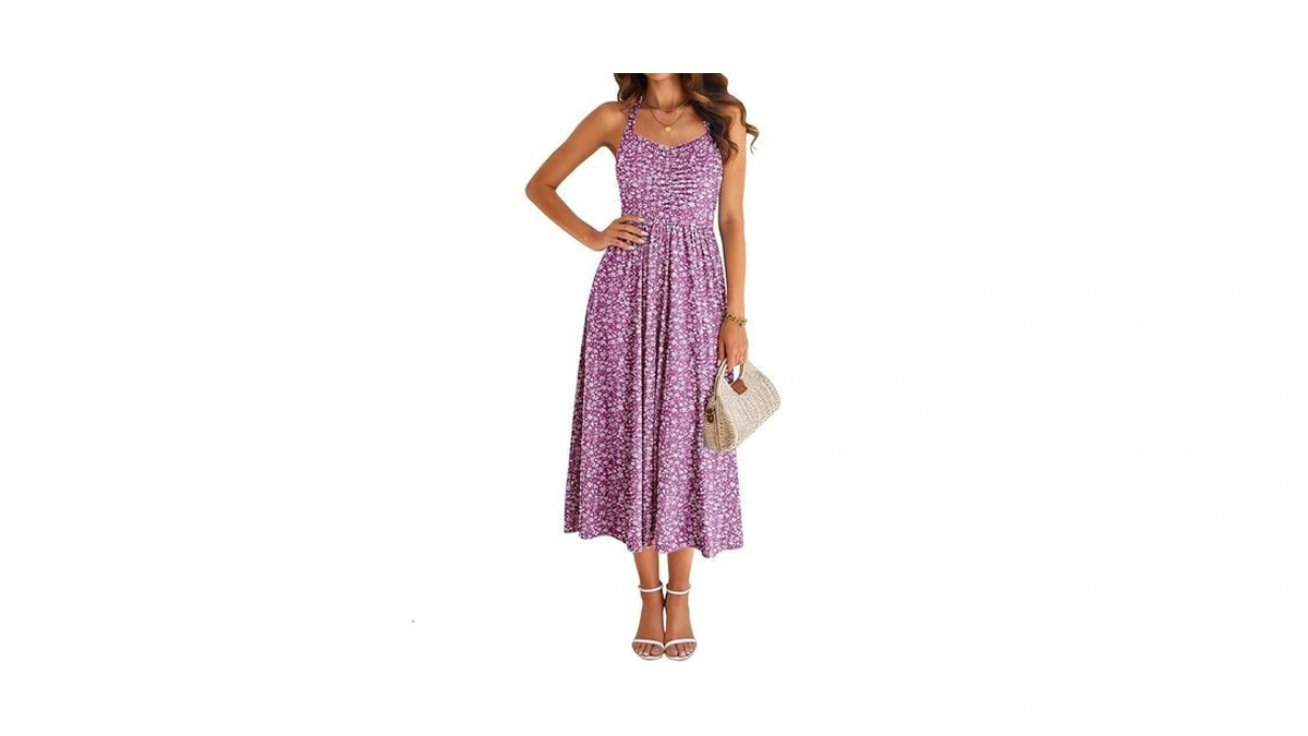 Yathon Purple Formal Wedding Guest Dress For Women 2026 Floral