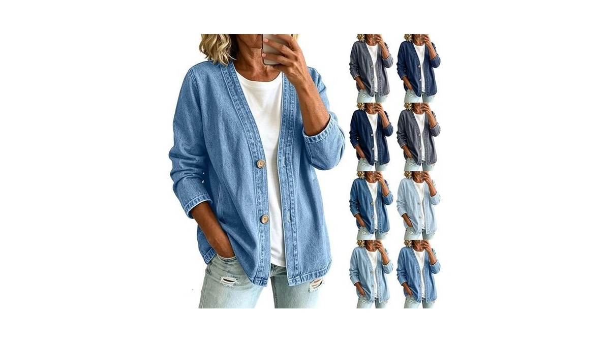 Sfascumop Denim Jacket For Women,denim Jacket For Women Classic Button