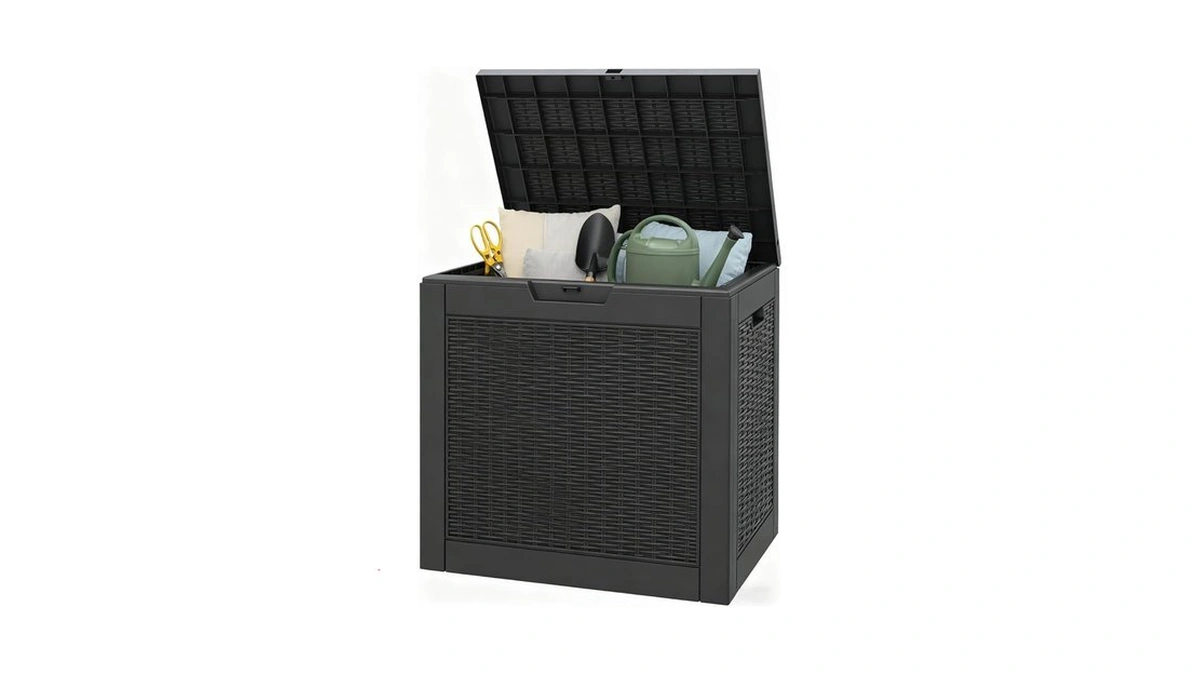 Wtfgo Outdoor Storage Box, 35 Gallon Resin Deck Boxes Outdoor