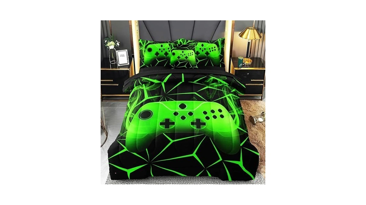 Bertsuca Full Gamer Bedding Sets For Boys Teen, 4 Pcs