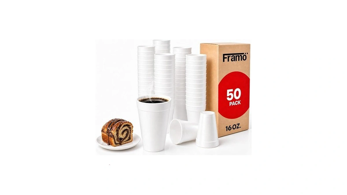 16 Oz Insulated Foam Cups [50 Pack] Disposable Coffee Cups