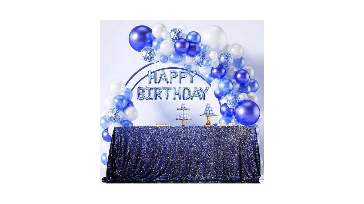 Eternal Beauty Navy Blue Sequin Tablecloth, 60x102-inch Rectangle Glitter Table
