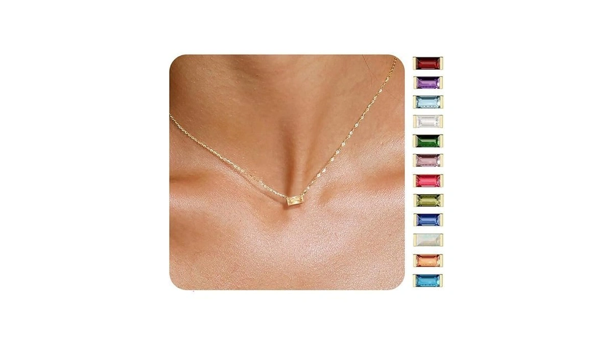 Znboh Birthstone Necklace For Women Dainty Trendy 14k Gold Plated