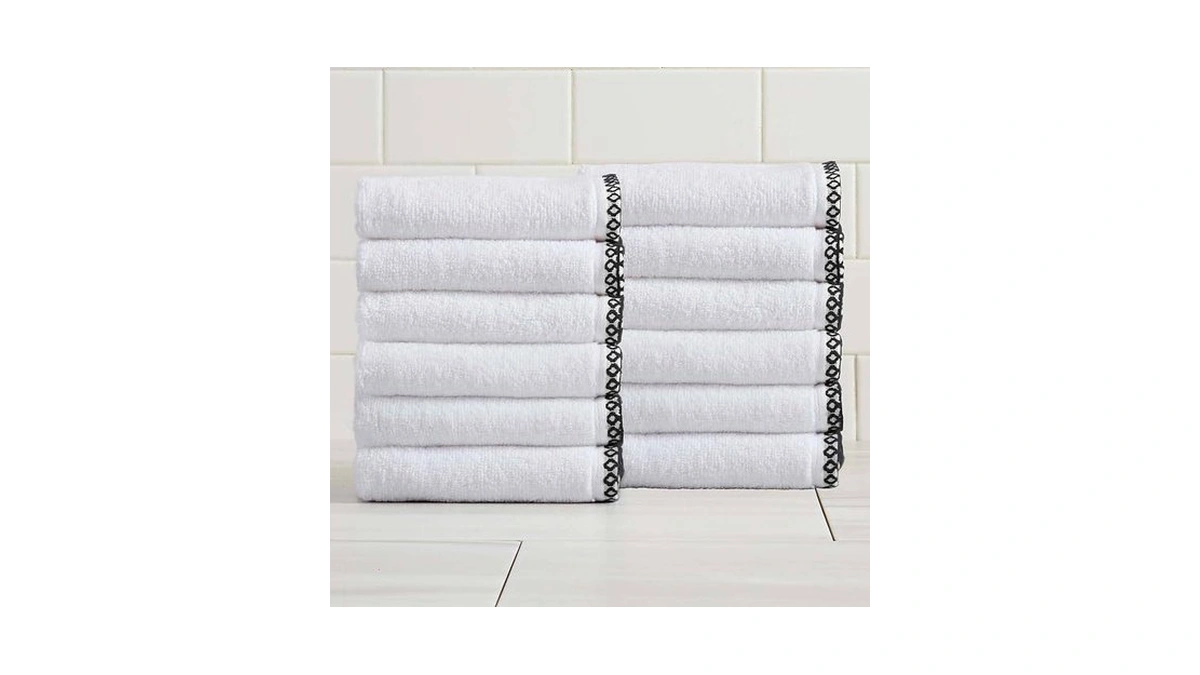 Great Bay Home Black/white Washcloth Set - Ultra-soft Cotton, Boho-chic