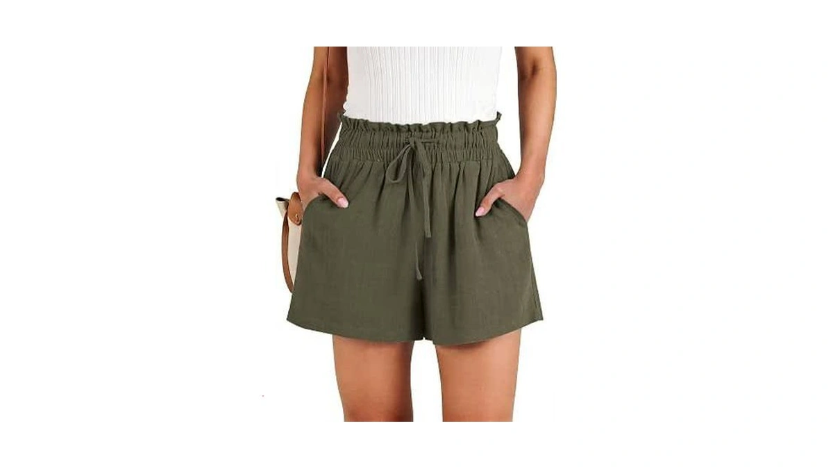 Niloine Elastic Waist Summer Athletic Shorts For Women High Rise
