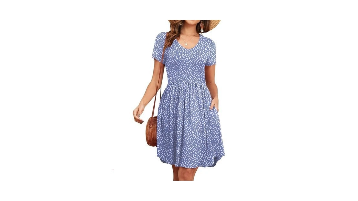 Yvh Women's 2025 Summer Short Sleeve Dresses Casual Loose Fit