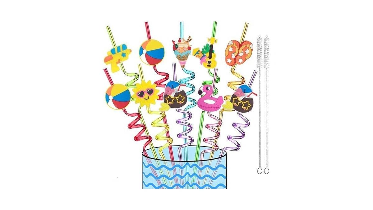 24 Reusable Drinking Straws For Summer Beach Pool Birthday Party