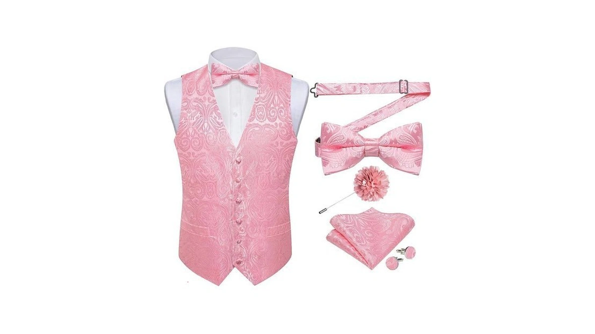 Dibangu Silk Paisley Vest For Men Formal Suit Waistcoat And