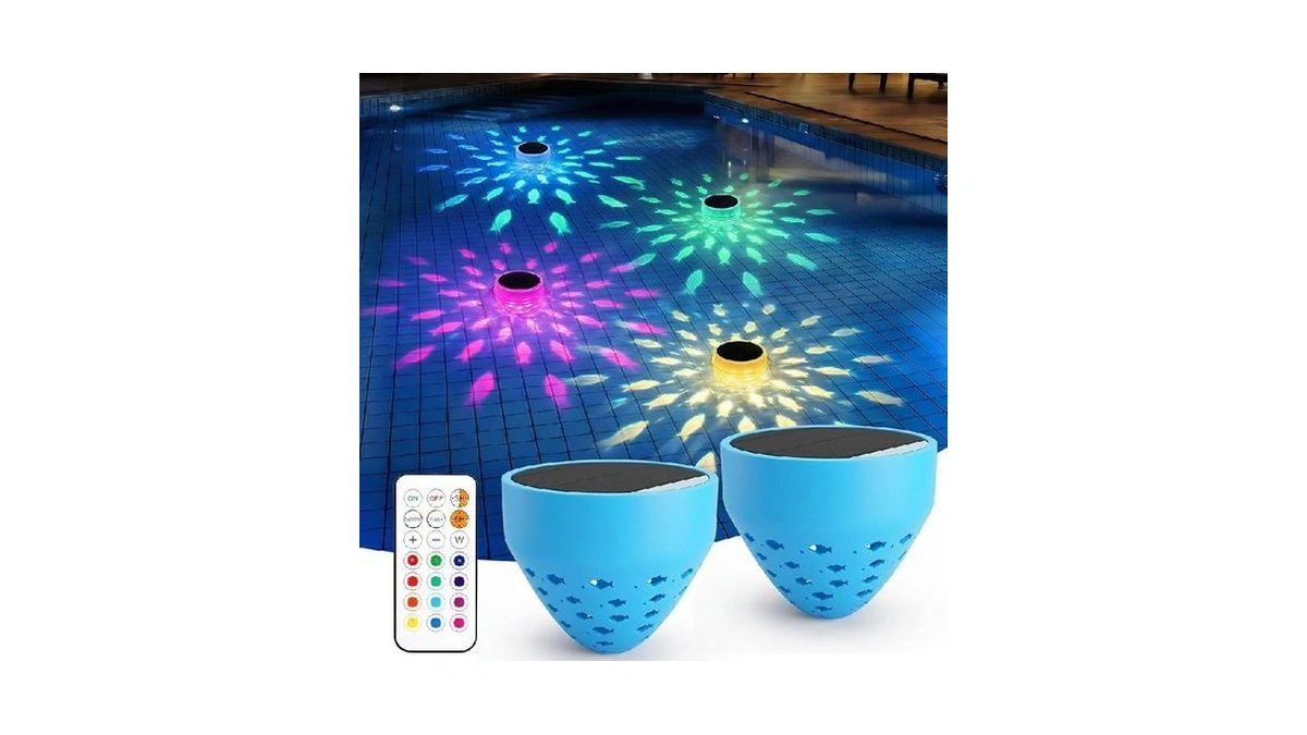 Lafulit Solar Floating Pool Lights 2 Pack, Rgb Night Light