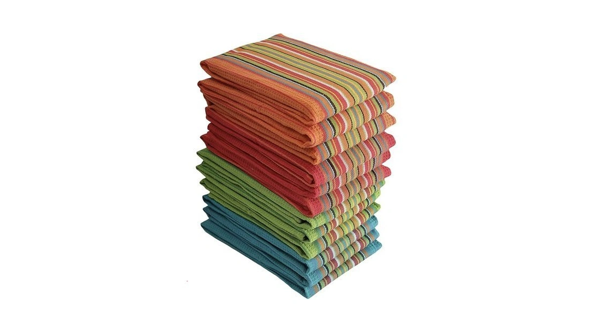 Simpli-magic 79335 Kitchen Dish Towels, 16x27 Inches, Salsa Stripe, 8