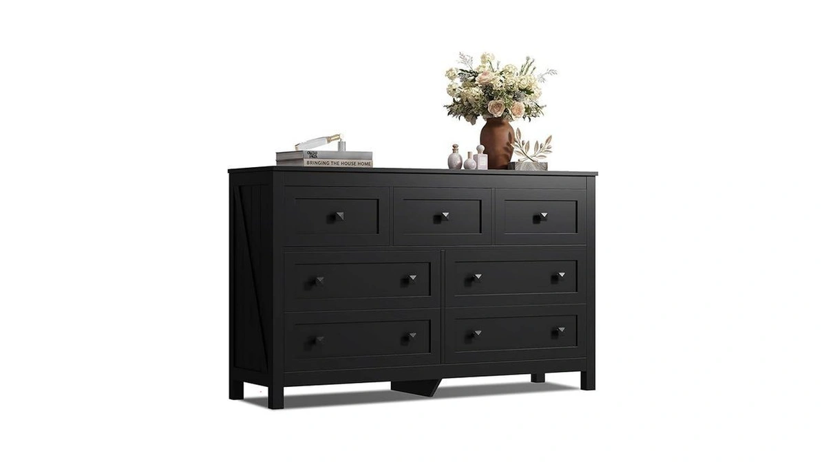 Galaxhero Farmhouse Tv Stand, 51.18" Wide 7 Drawer Media Console