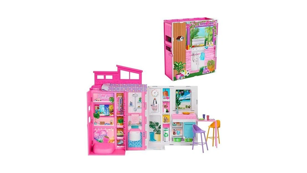 Barbie Dollhouse Playset, Getaway House With 11 Accessories Including 2
