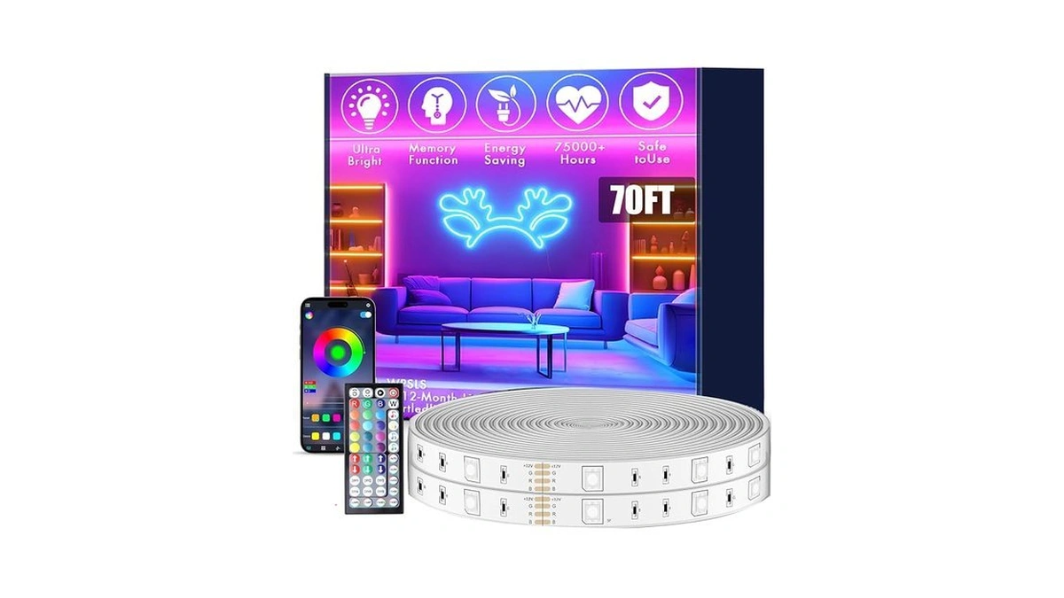 Roperry 70ft Outdoor Led Strip Lights,ip68 Rgb Led Lights With
