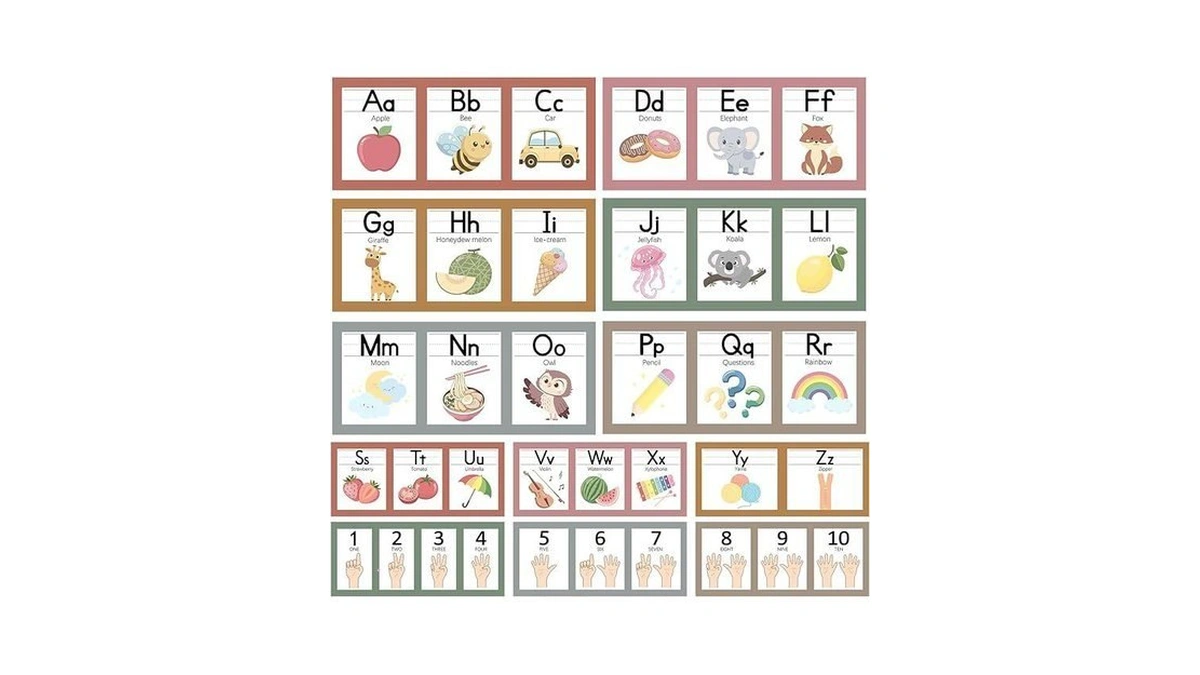 Cochie 6"x14" Pastel Alphabet Number Line For Classroom Wall Decorations,