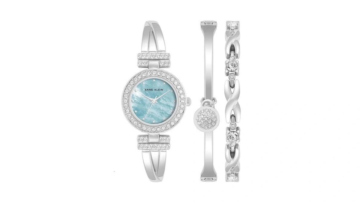 Anne Klein Women's Premium Crystal Accented Bangle Watch And Bracelet
