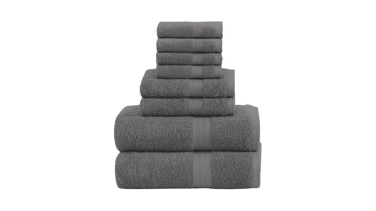 Quba Linen Pack Of 8 Towels Set, 2 Large Bath