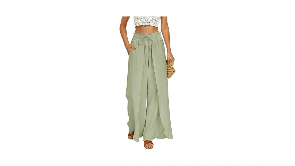 Grace Karin Womens Pants Flowy Beach Lightweight Pants Elastic Waist