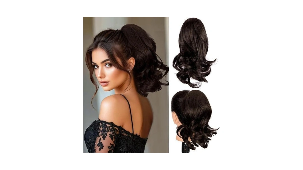 Qiaoruixin Ponytail Extension, 12inch Curly Wavy Ponytail Claw Clip Ponytail