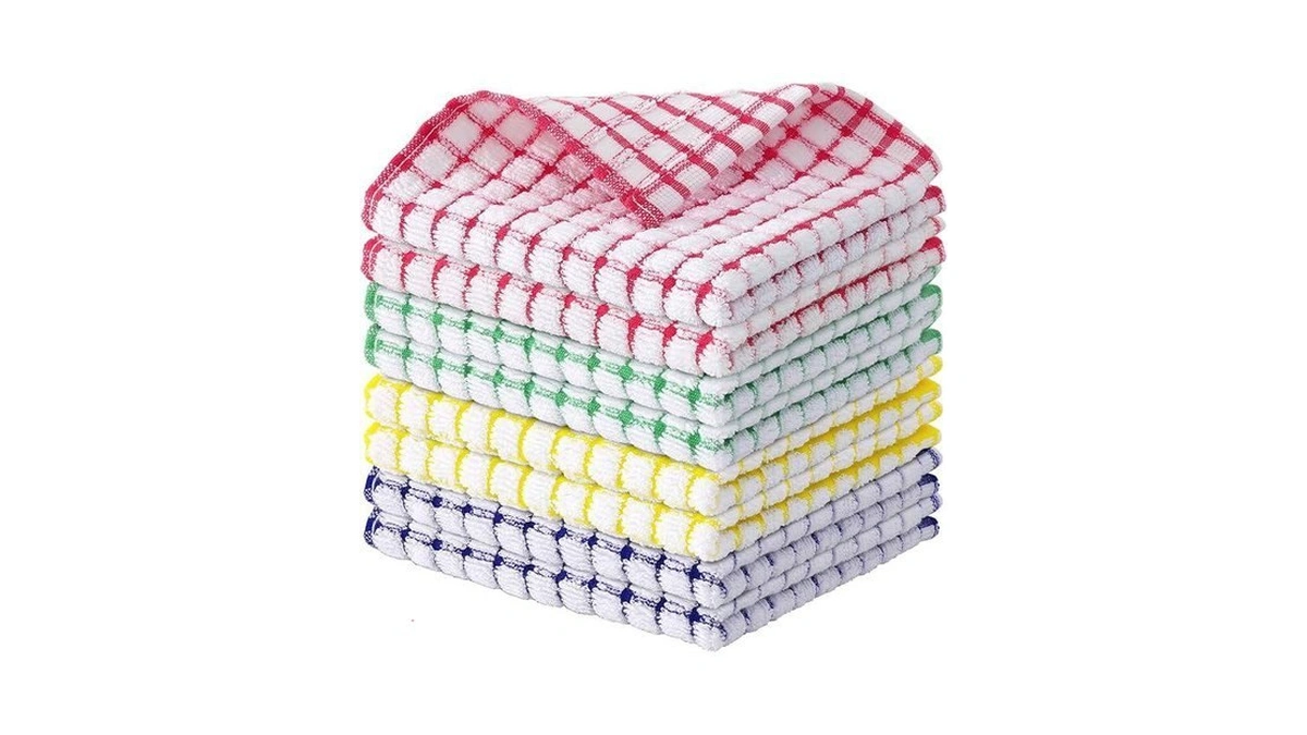 Kitinjoy Cotton 8 Pack Terry Kitchen Dish Cloths, 12 X