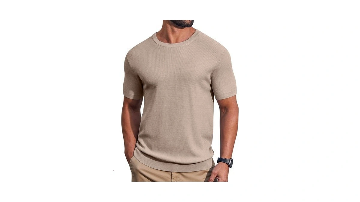 Coofandy Men's T Shirt Casual Tee Shirts Knit Textured Summer