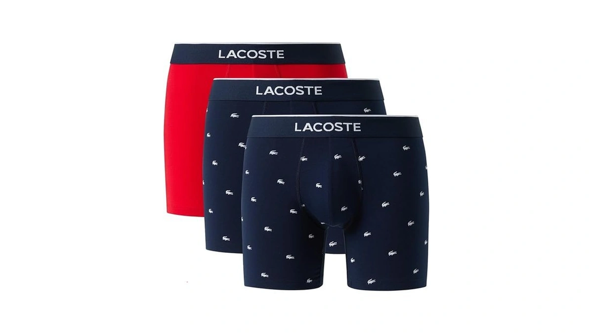Lacoste Men's Cotton Stretch Mini Croc Print Boxer Briefs, 3-pack