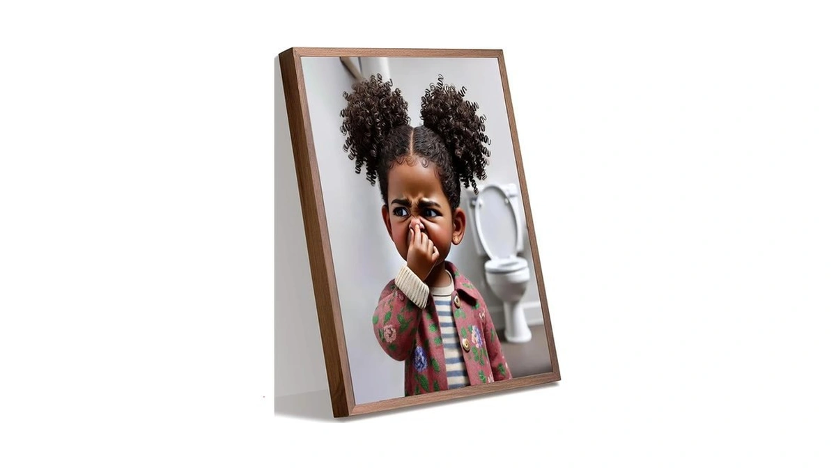 Funny Black Girl Bathroom Canvas Wall Art Humor African American
