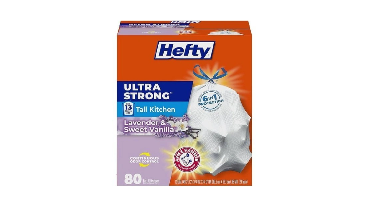 Hefty Ultra Strong 13 Gallon Trash Bags, Tall Kitchen, Drawstring