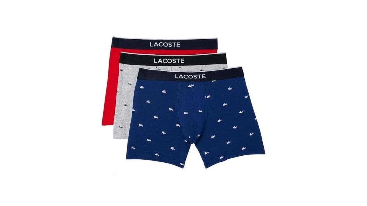 Lacoste Men's Cotton Stretch Mini Croc Print Boxer Briefs, 3-pack,