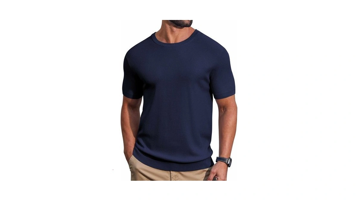 Coofandy Mens Knit T-shirts Summer Shirts Vintage Shirts Short Sleeve