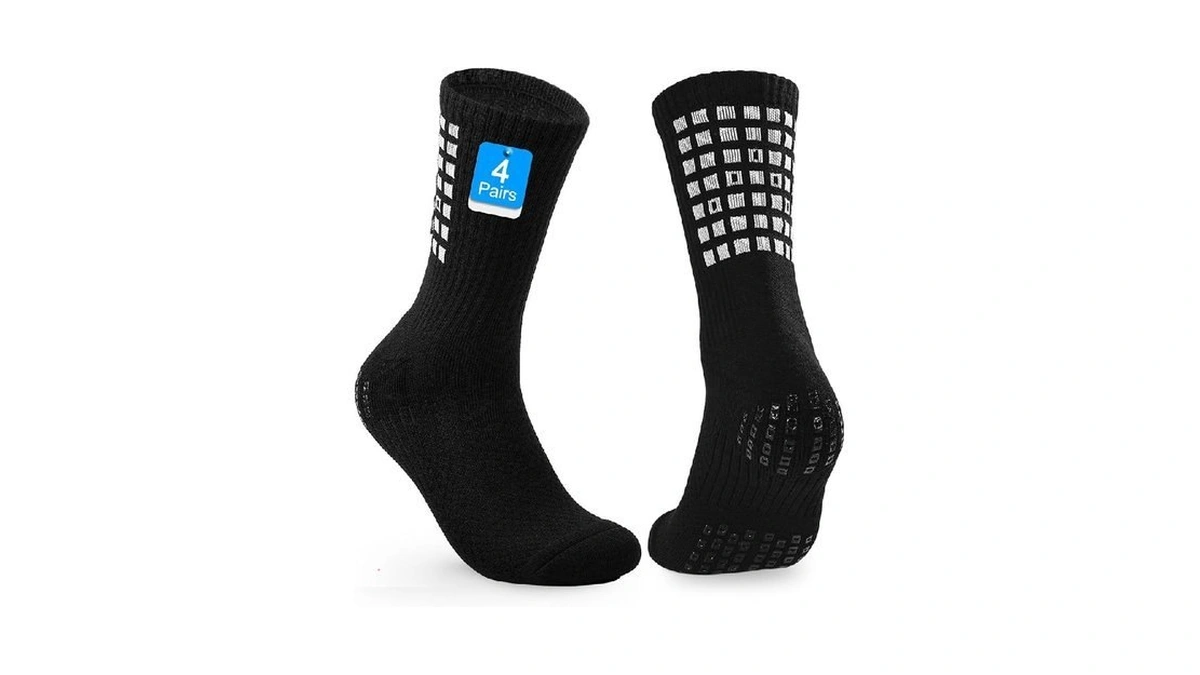 Permanently001 Black Non-slip Grip Soccer Socks Men Women Anti Slip