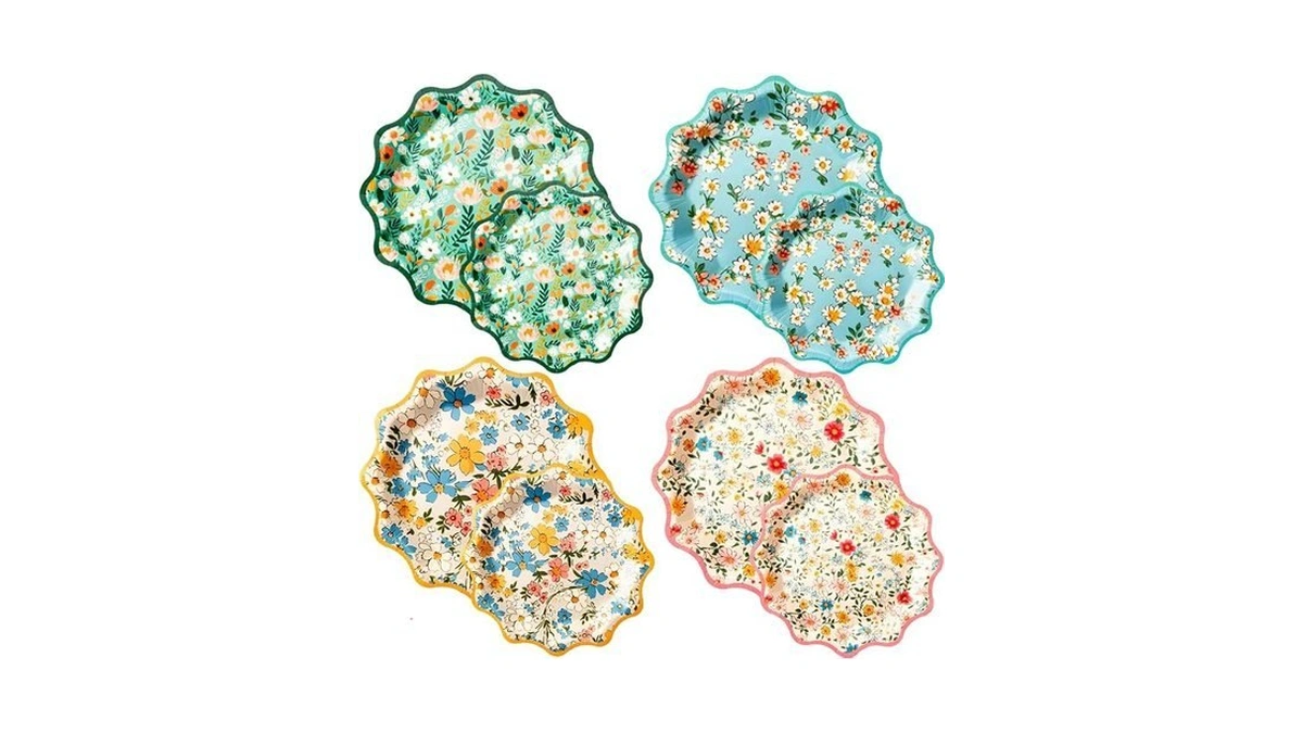 Glazeal 80 Pcs Floral Paper Plates 8 & 10 Inch,