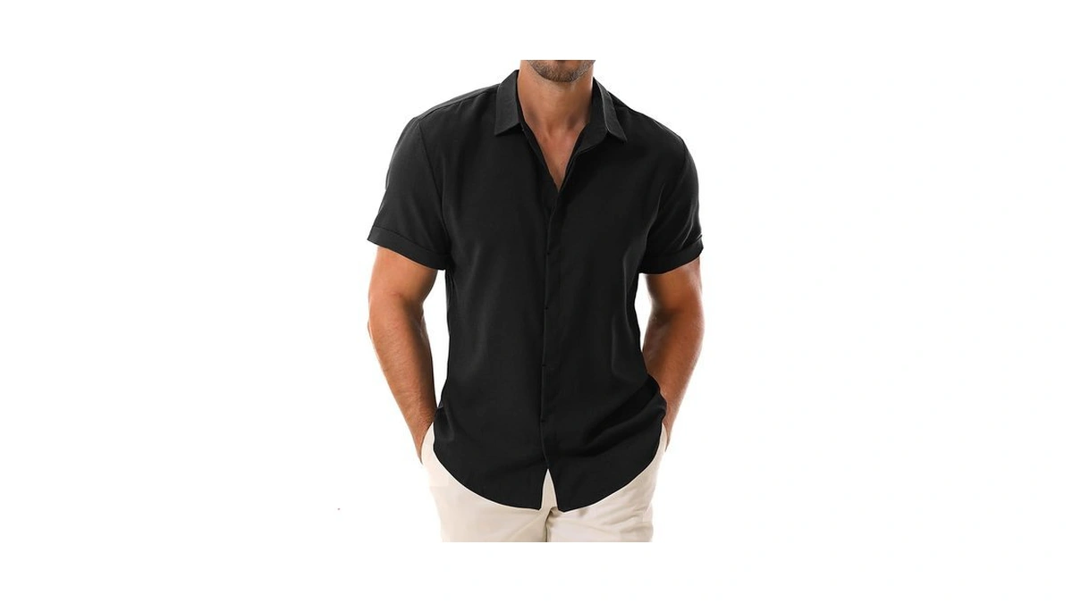 Drazivon Men's Linen Shirts Short Sleeve Button Down Shirts For