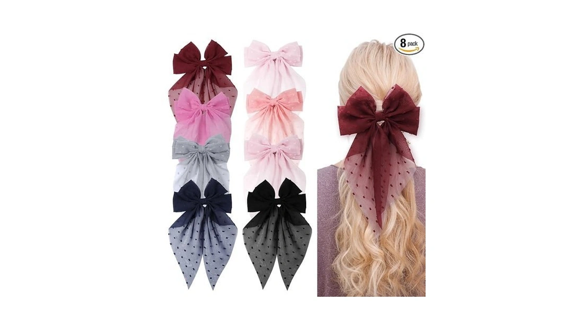 8pcs Hair Bows For Women,large French Bow Hair Clips Elegant