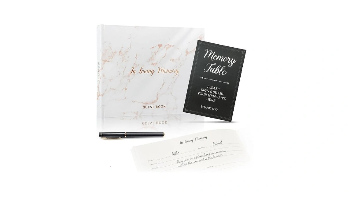 Gatyko Funeral Guest Book For Memorial Service - Leather Memory