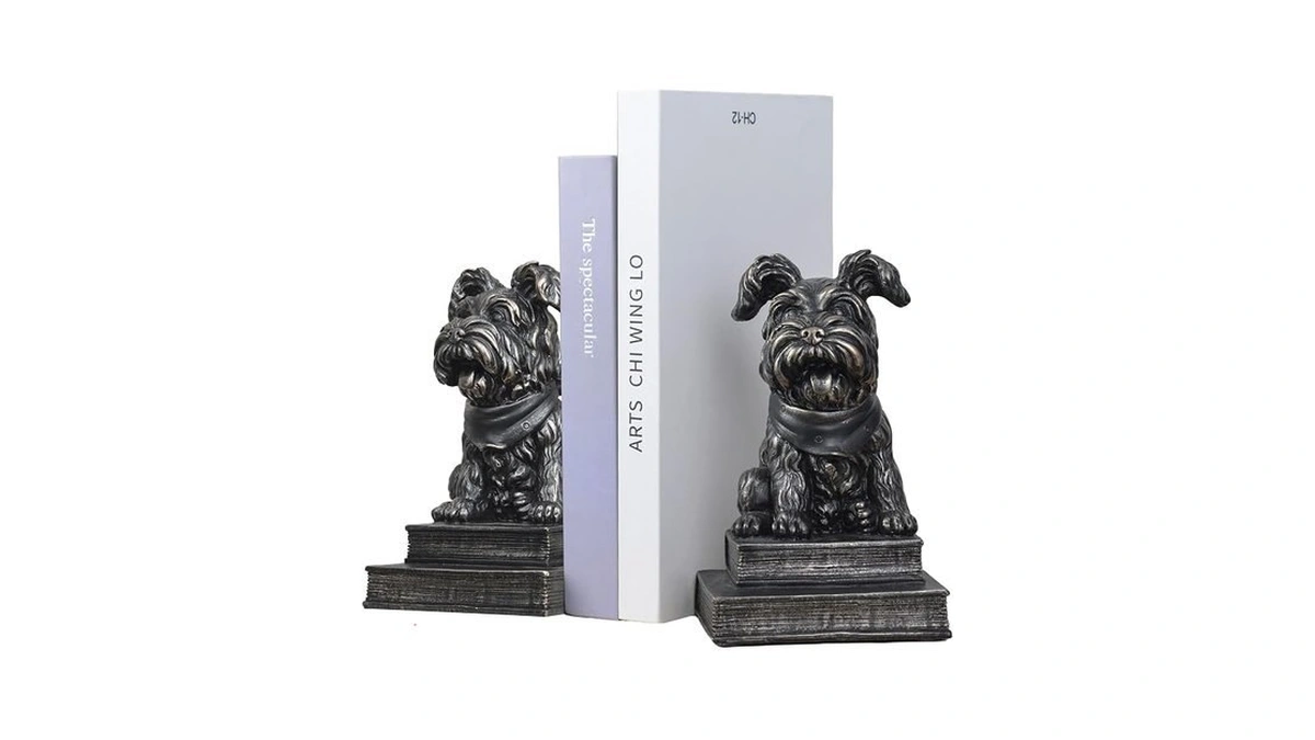 Kakizzy Vintage Antique Dog Bookends,decorative Book Ends For Shelves,creative Resin